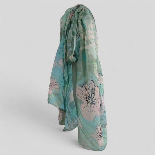 Scarf - Blue/Green Flower