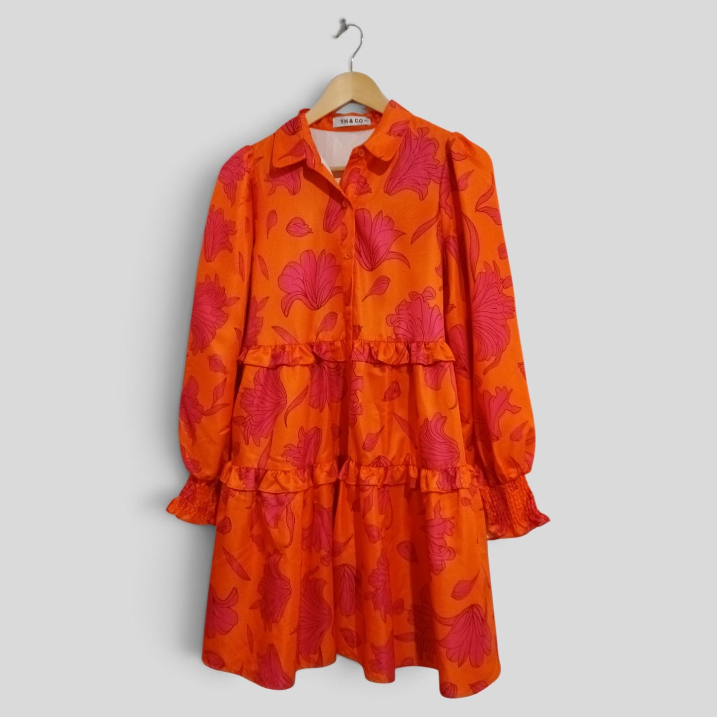 (8) YH & CO | Orange Pink LS Dress