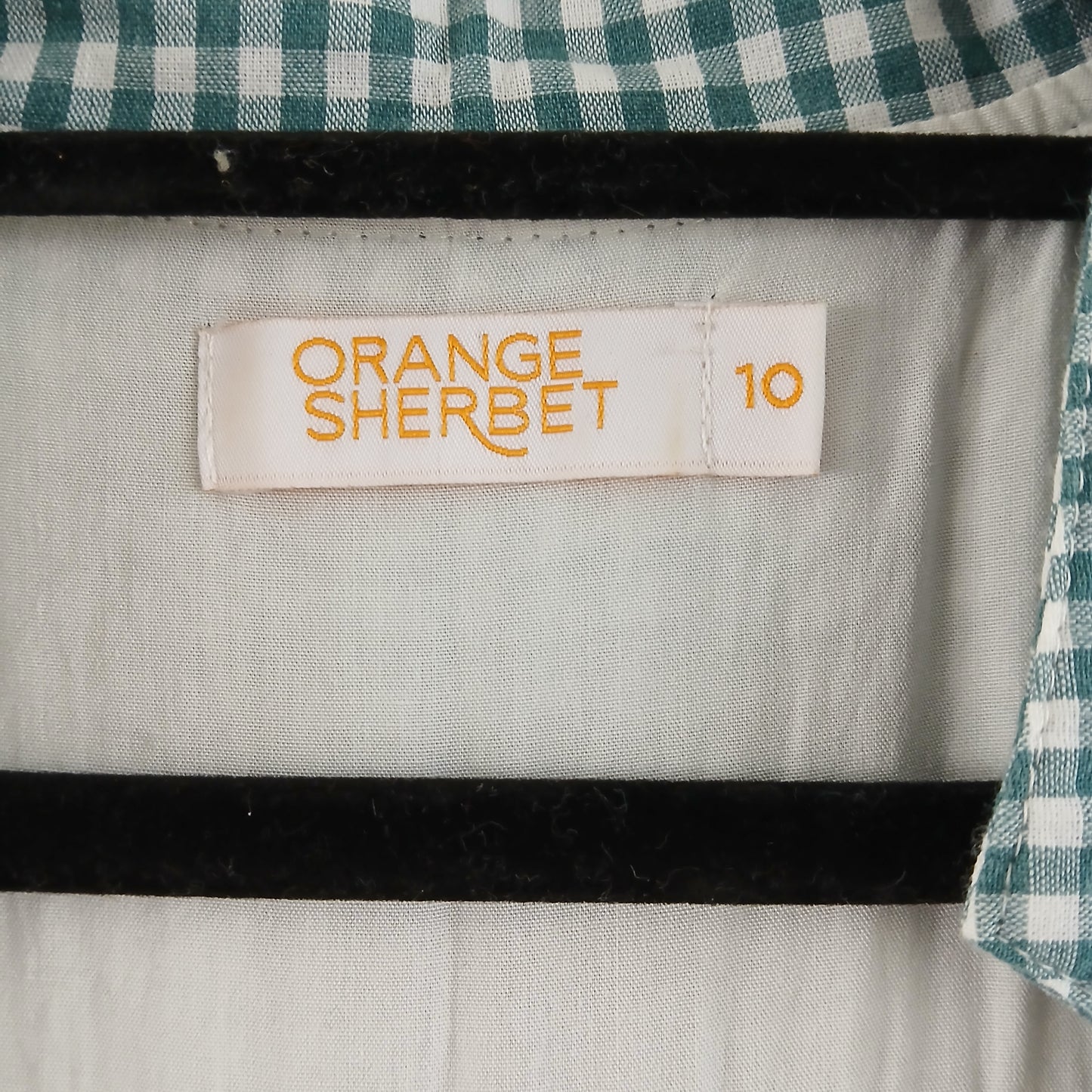 (10) Orange Sherbet | Cotton Green Gingham Dress