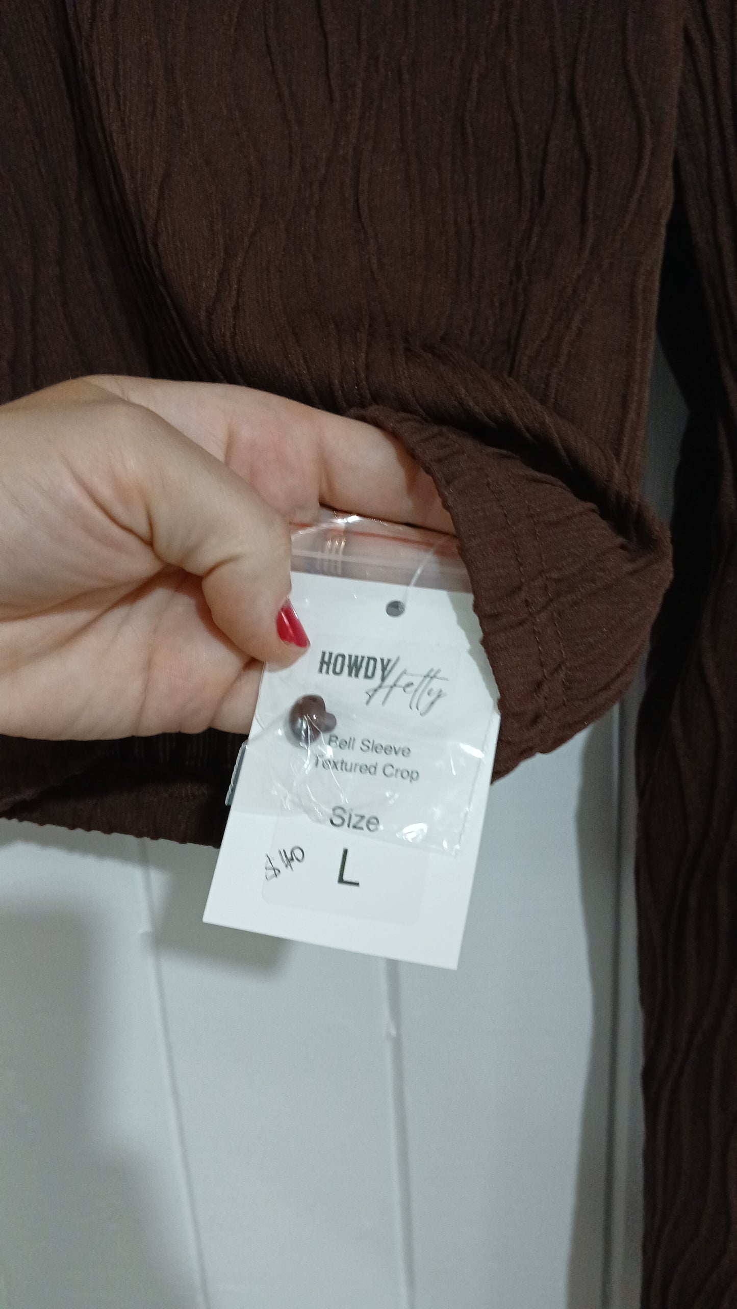 (L) Howdy Hetty | Bell Sleeve Textured Crop | BNWT