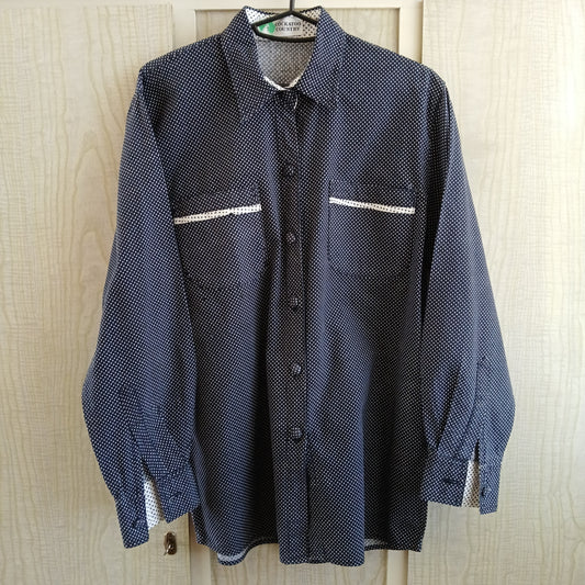 (14) Cockatoo Country Navy Spot L/S Work Shirt