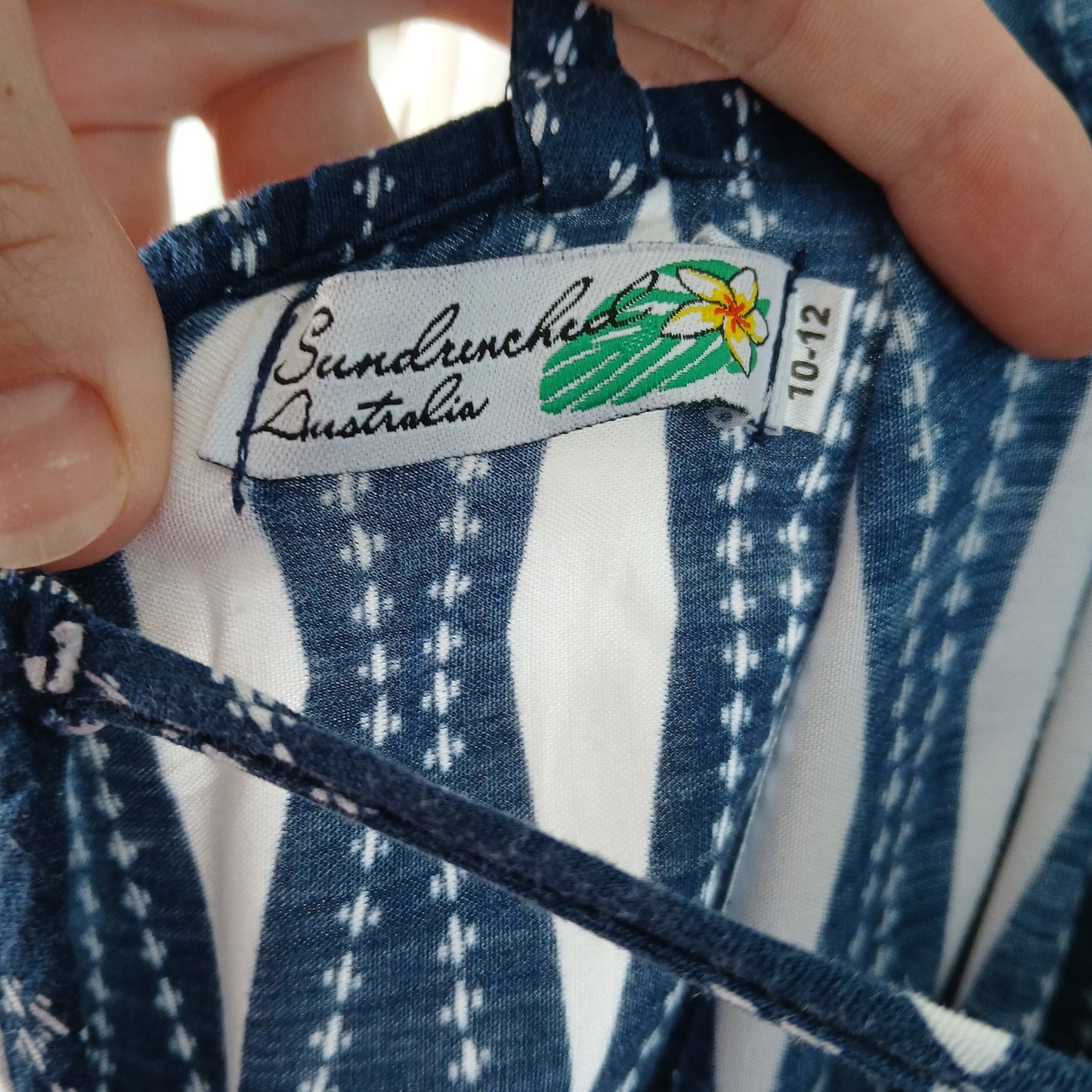 (10-12) Sundrenched Australia | Navy Patterned Dress