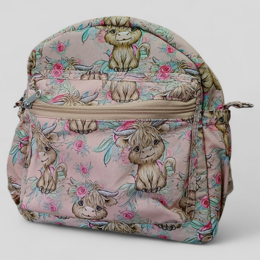 Highland Cow Light Pink | Mini Backpack | Tracy's Bag Creations