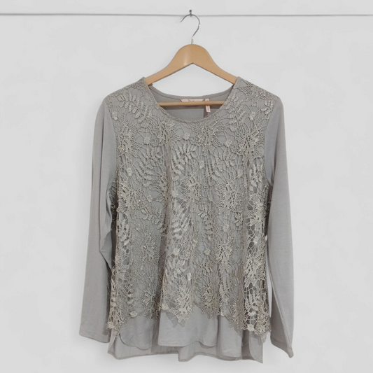 (16) Millers | Grey Lace Overlay Blouse