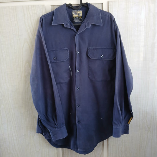 (L) Strong Back Reg L/S Navy Work Shirts