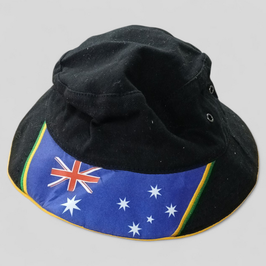 (S/M) Aus Flag Black Bucket Hat