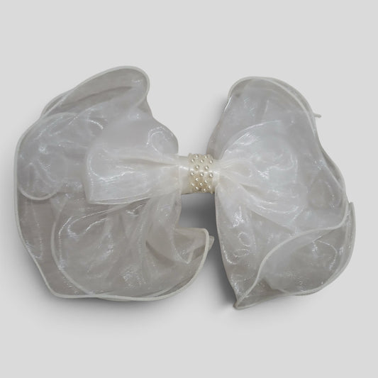 Hair Clip White Pearl Bow