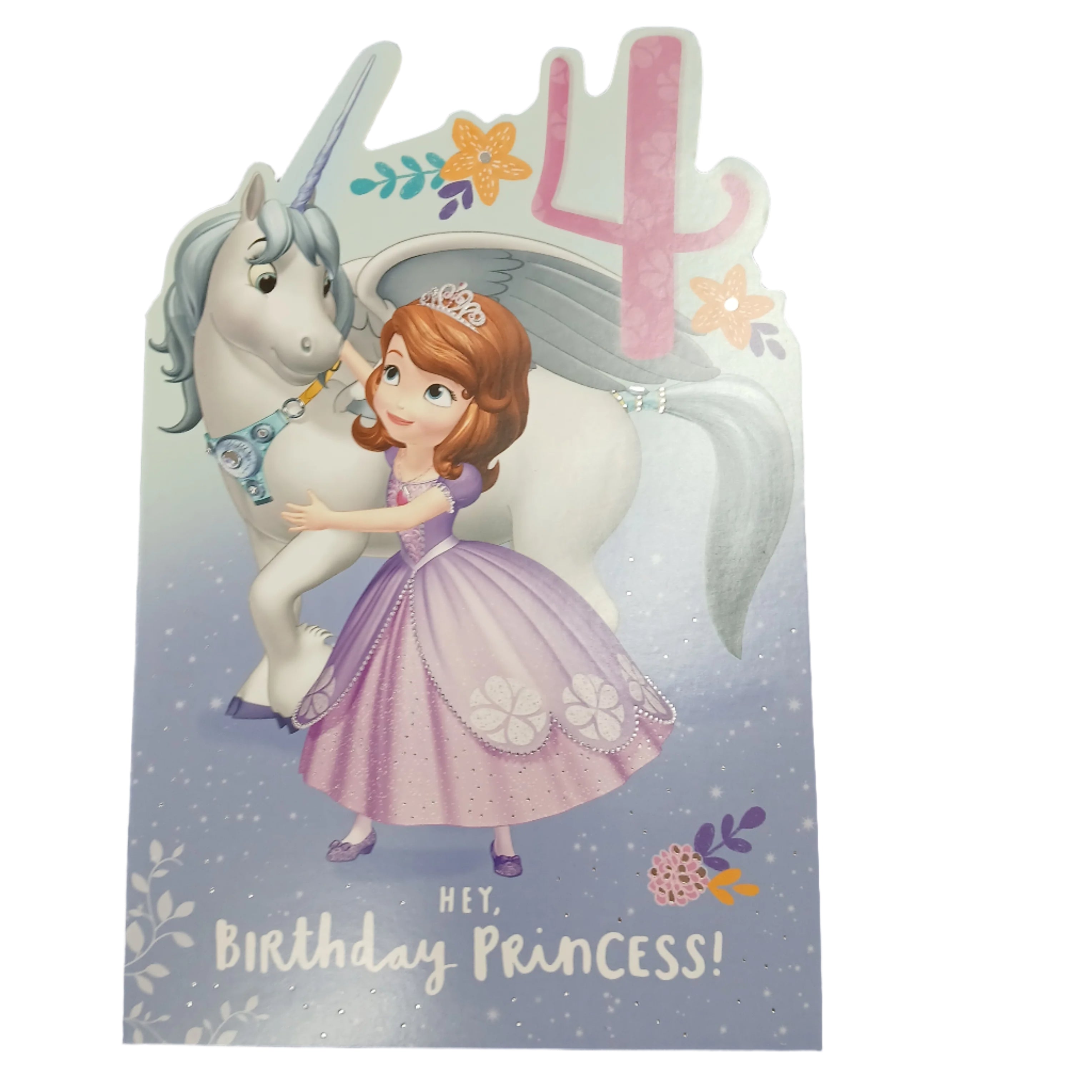 Image of Birthday Card |  4th Girl/Sofia and Skye Age 4 Birthday Princess