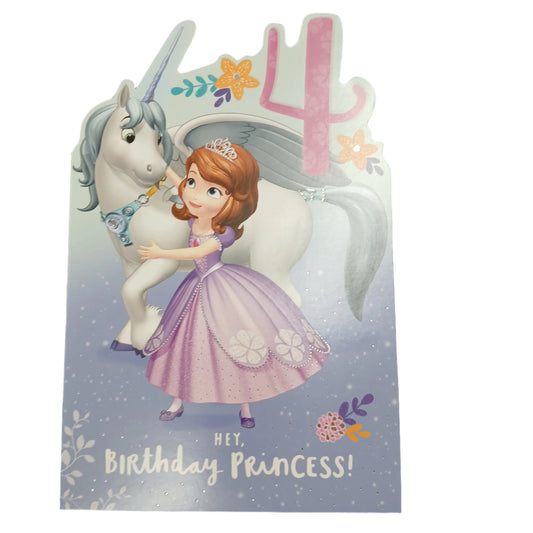 Birthday Card |  4th Girl/Sofia and Skye Age 4 Birthday Princess