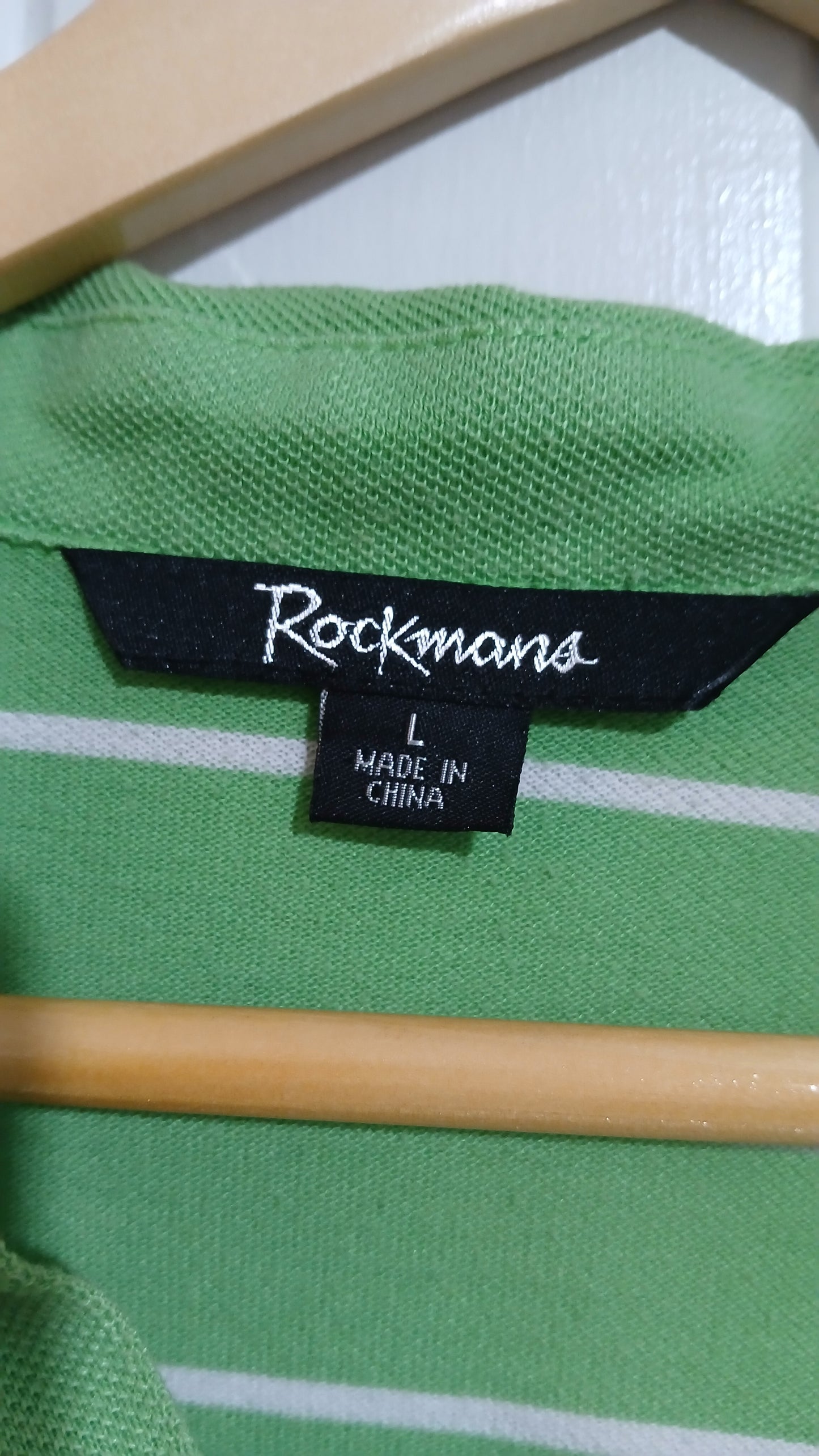 (L) Rockmans | Green Striped Polo