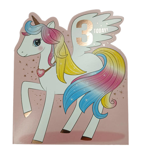 Birthday Card |  3rd Girl/Age 3 Unicorn Birthday