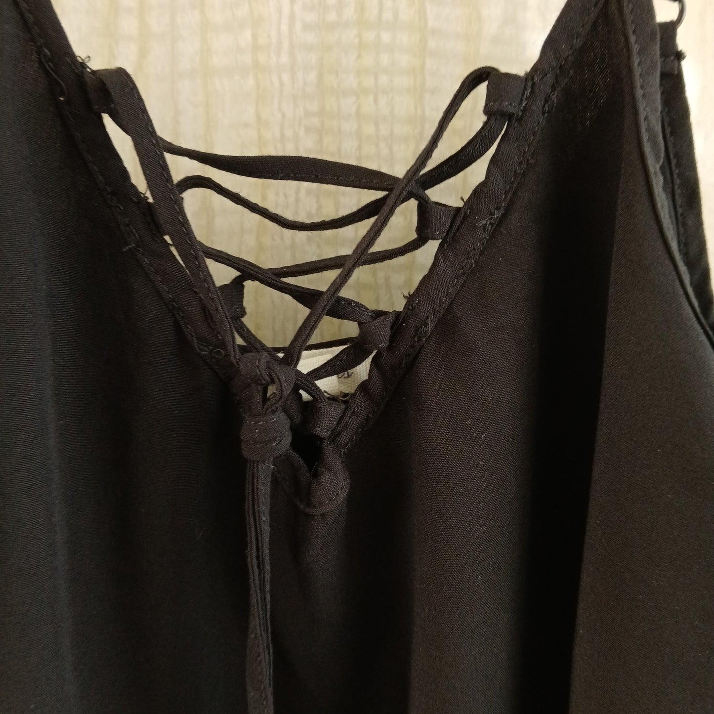 (6) Black Lace-Up front singlet blouse