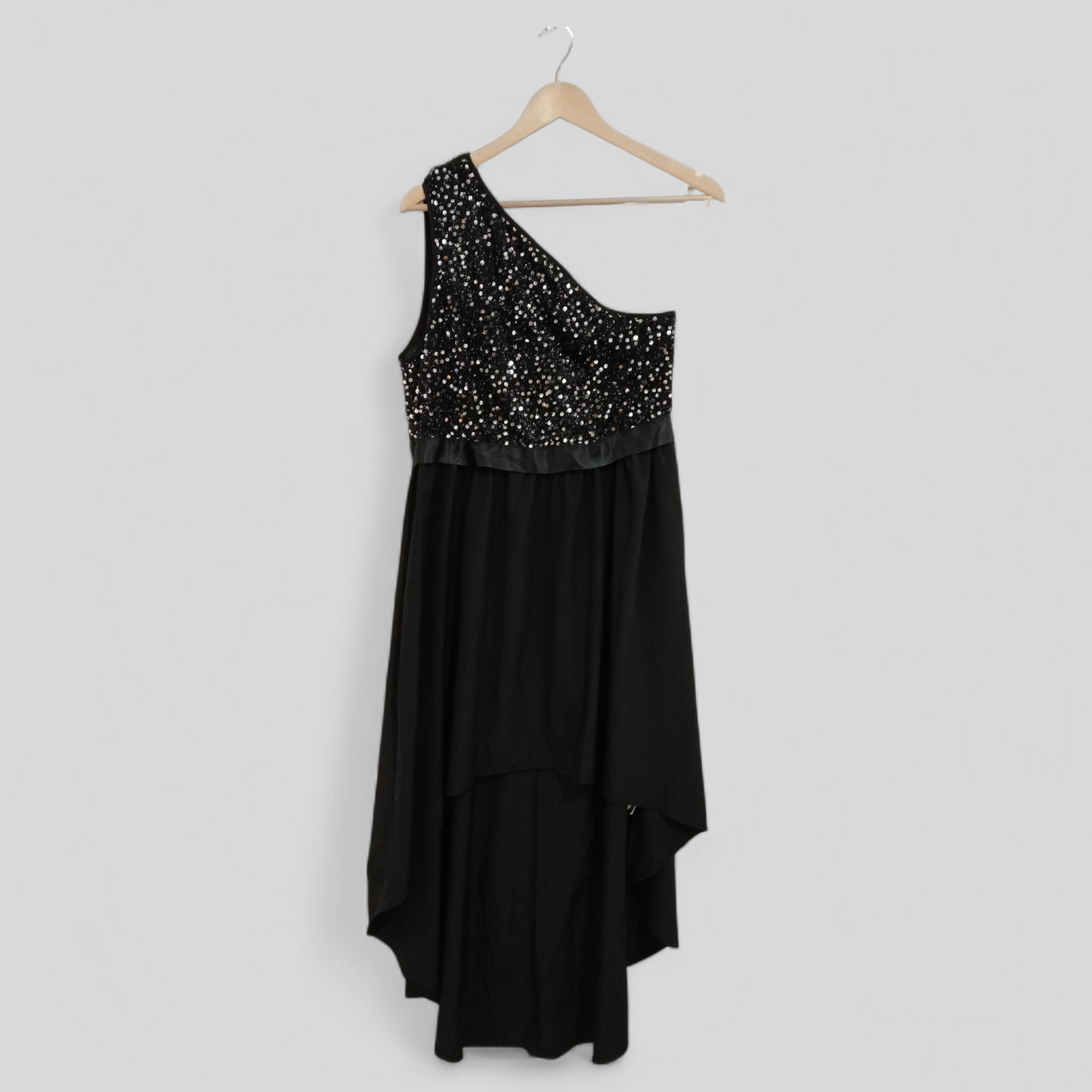 (0XL) Shein Curve | Off the Shoulder Black Sequin Dress