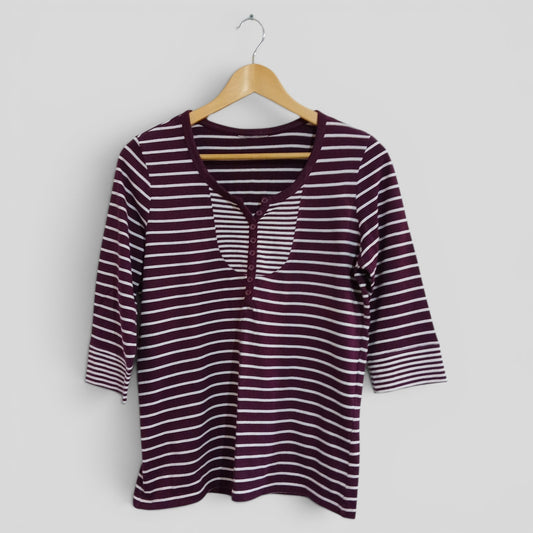 (10) Maroon Striped Blouse