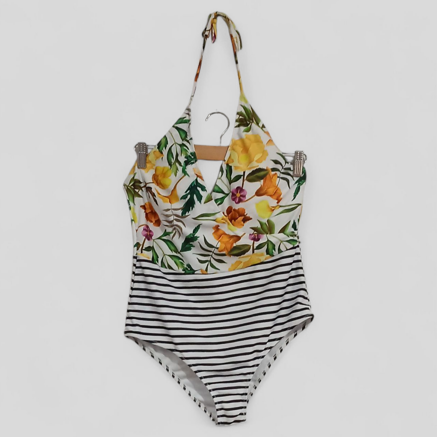 (XL) Shein | Floral/Stripes One Piece Swimmers