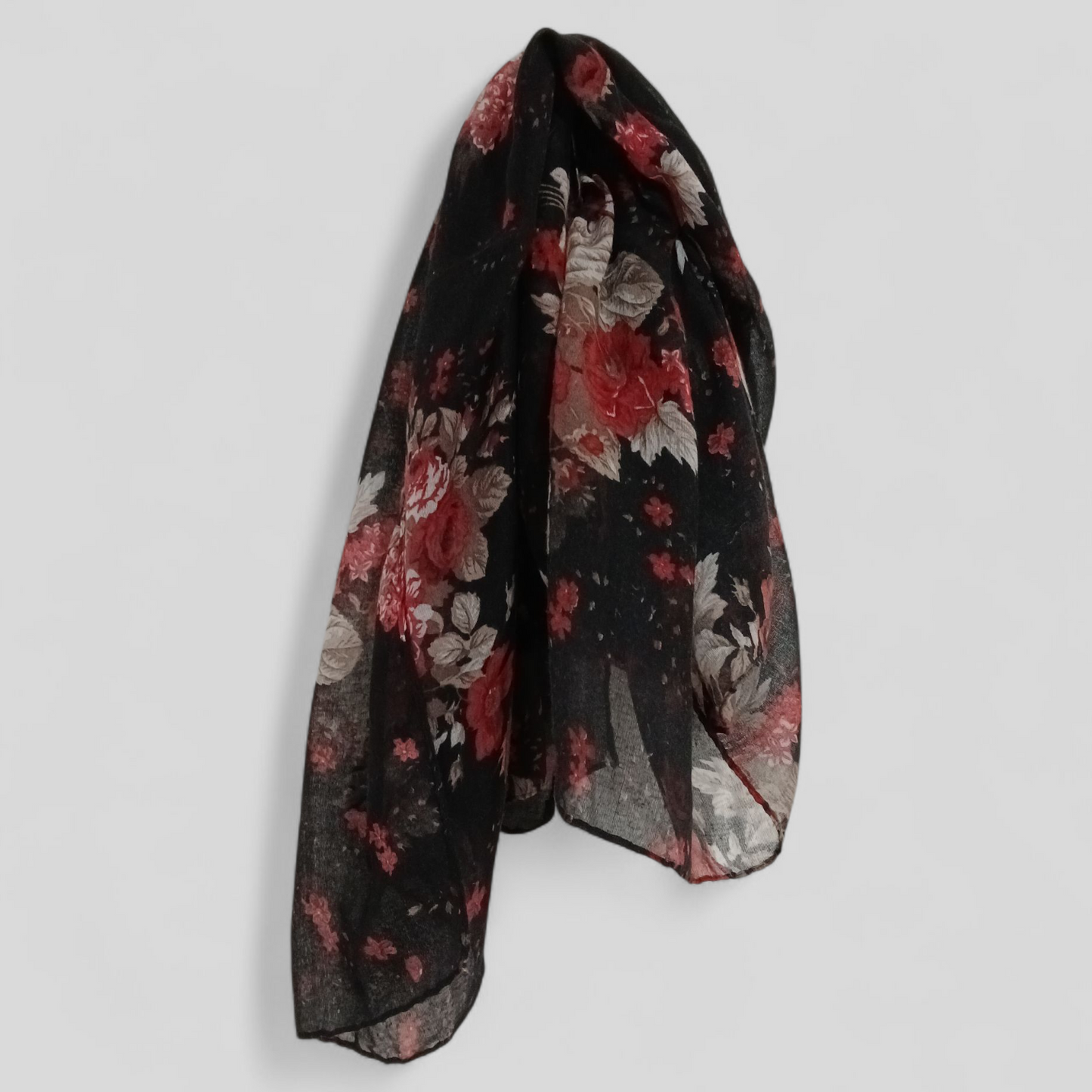 Scarf | Black Red Flowers