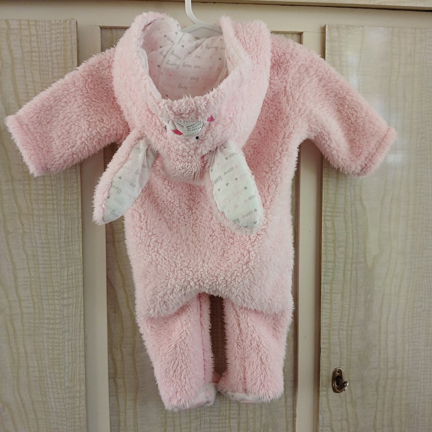 (000) Pink Fluffy Bunny L/S Jumpsuit