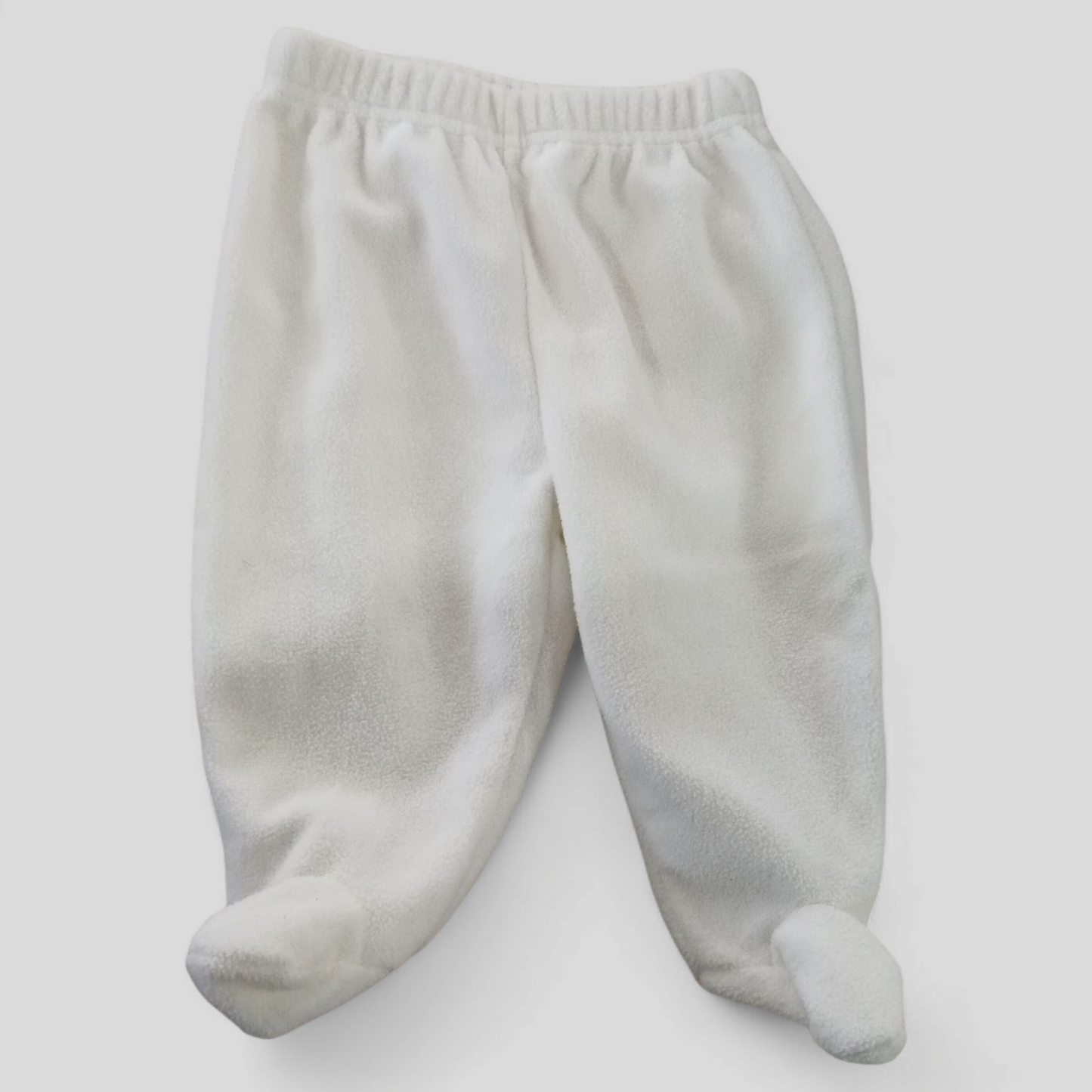 (000) Hundreds & Thousands | White Fleece Footed Pants