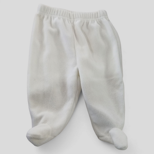 (000) Hundreds & Thousands | White Fleece Footed Pants