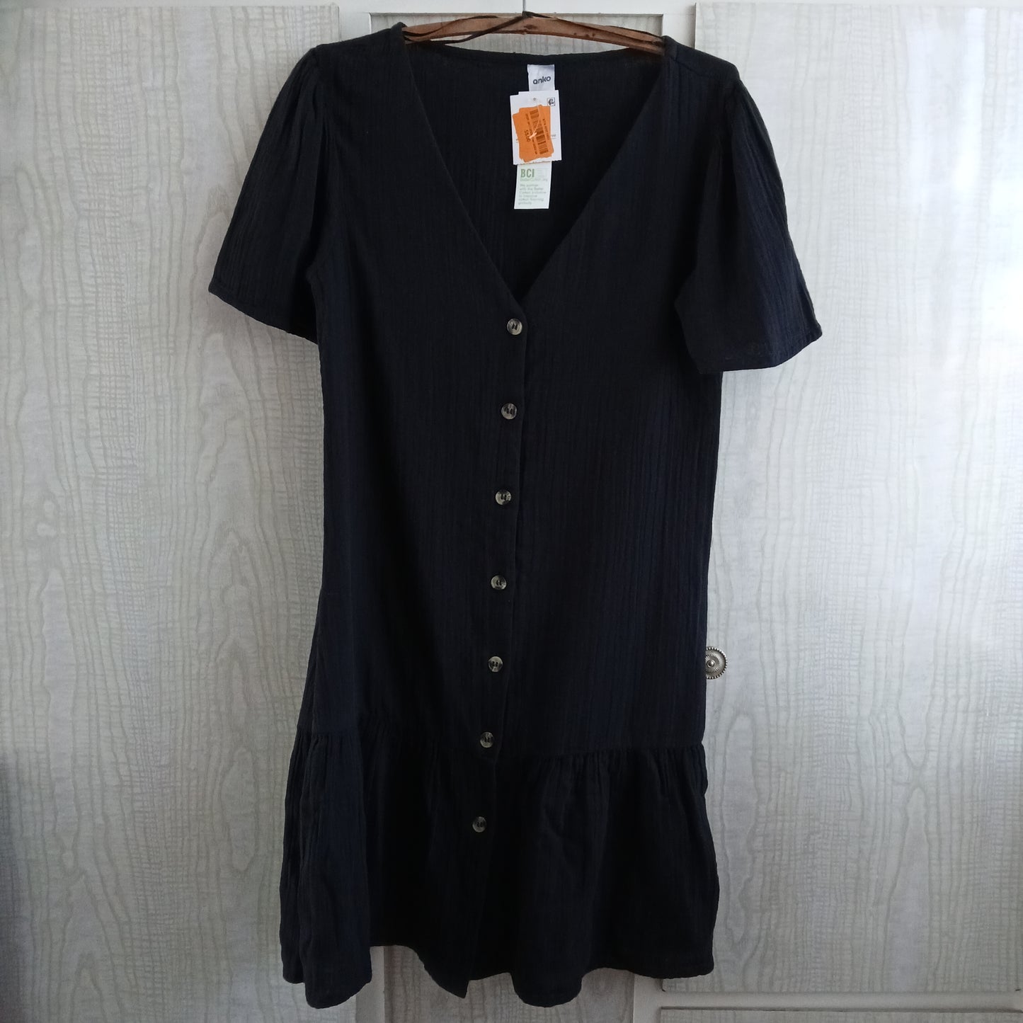 (6) Black Button Front Dress