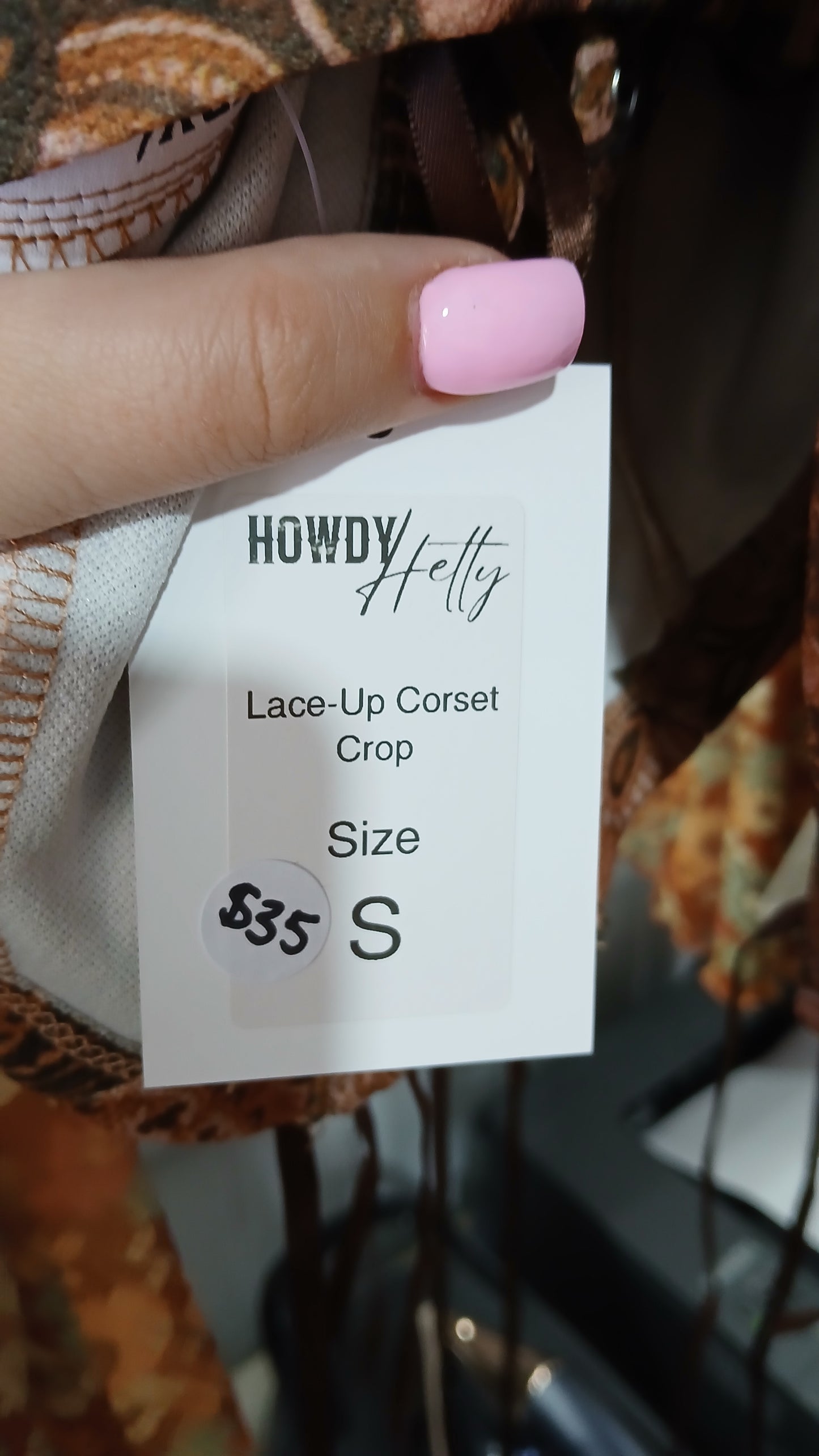 (S) Howdy Hetty | Lace-Up Corset Crop | BNWT