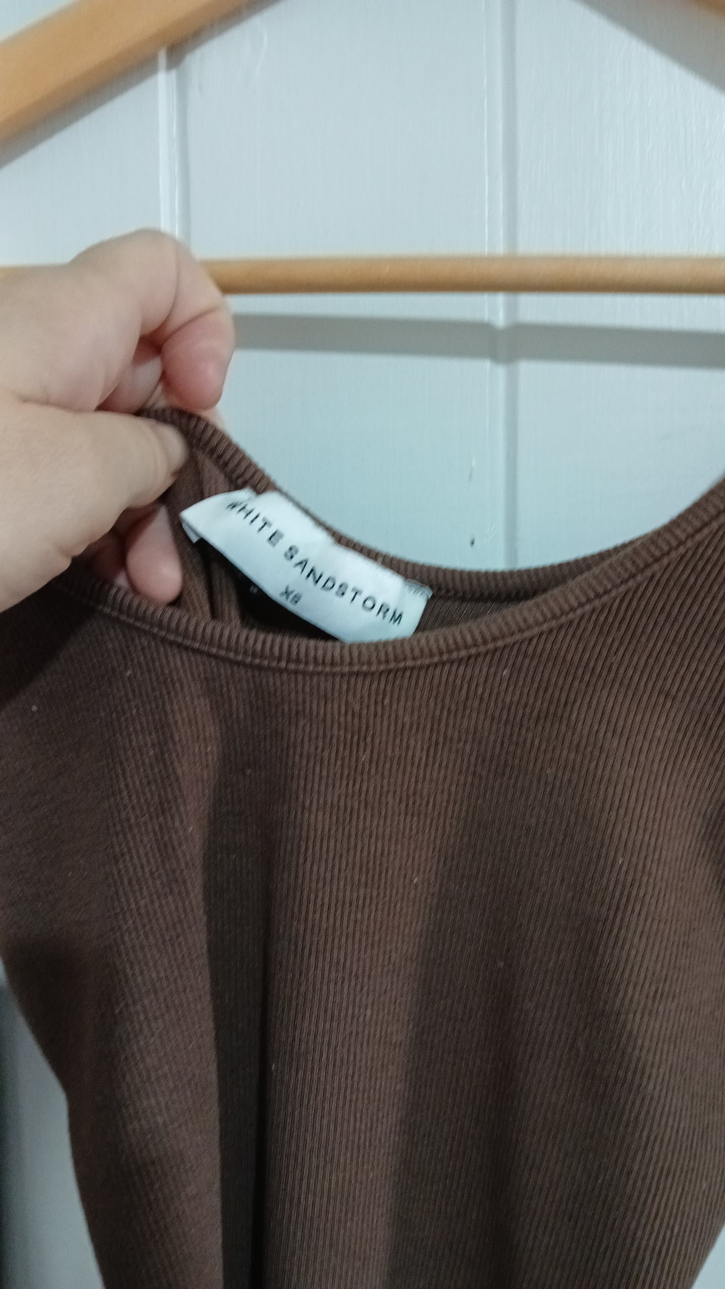 (XS) White Sandstorm | Brown LS Blouse