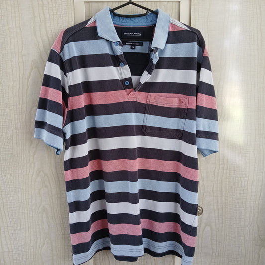 (M) Breakaway Striped Polo