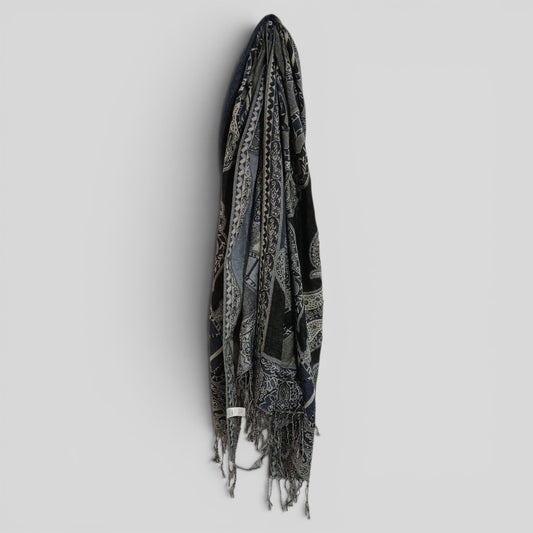 Scarf | Black Grey Patterned