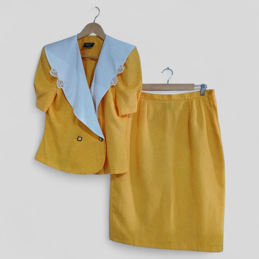 (16) Stitches Plus | Yellow Top & Skirt Set
