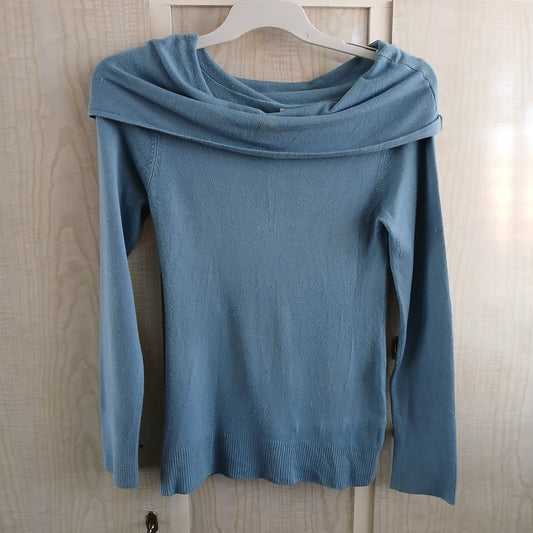 (M) J.U.N.K. Blue cowl neck blouse