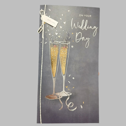 Wedding Card | Navy Champagne Flutes