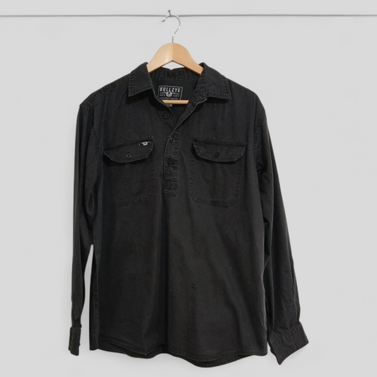 (L) Bullzye | LS Black Work Shirt