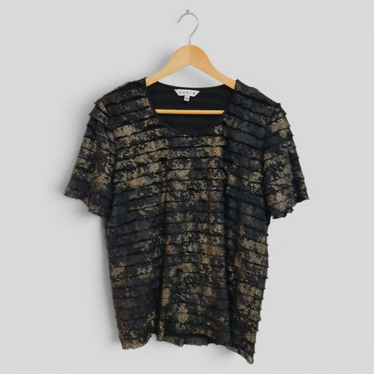 (L) Noni B | Black Gold Ruffle Shirt