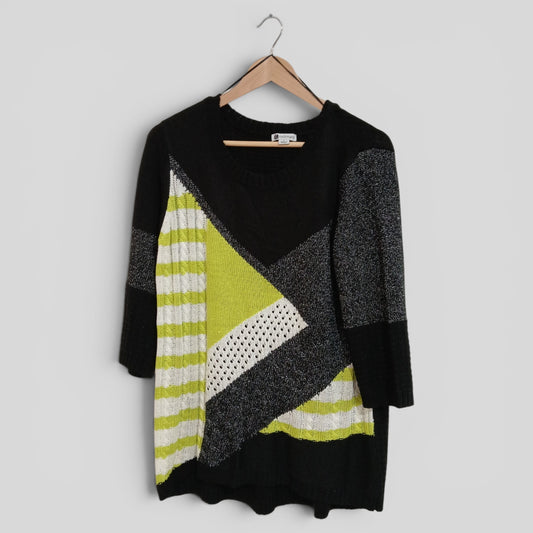(L) Rockmans | Green/Black/Grey Knit Sweater