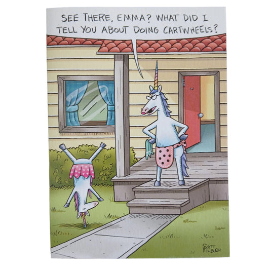Birthday Card | Humour/Unicorn Cartwheel