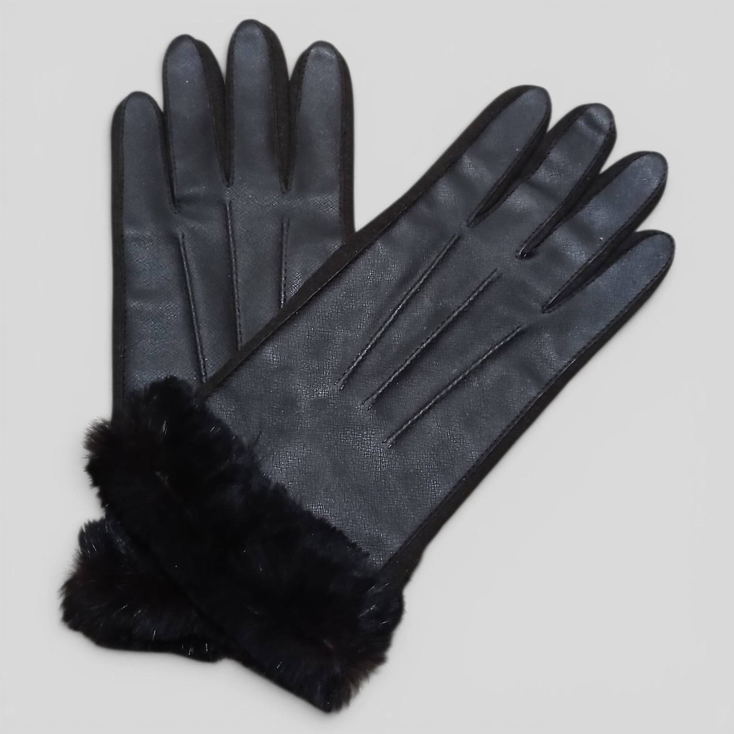 Black Fur Wrist Gloves