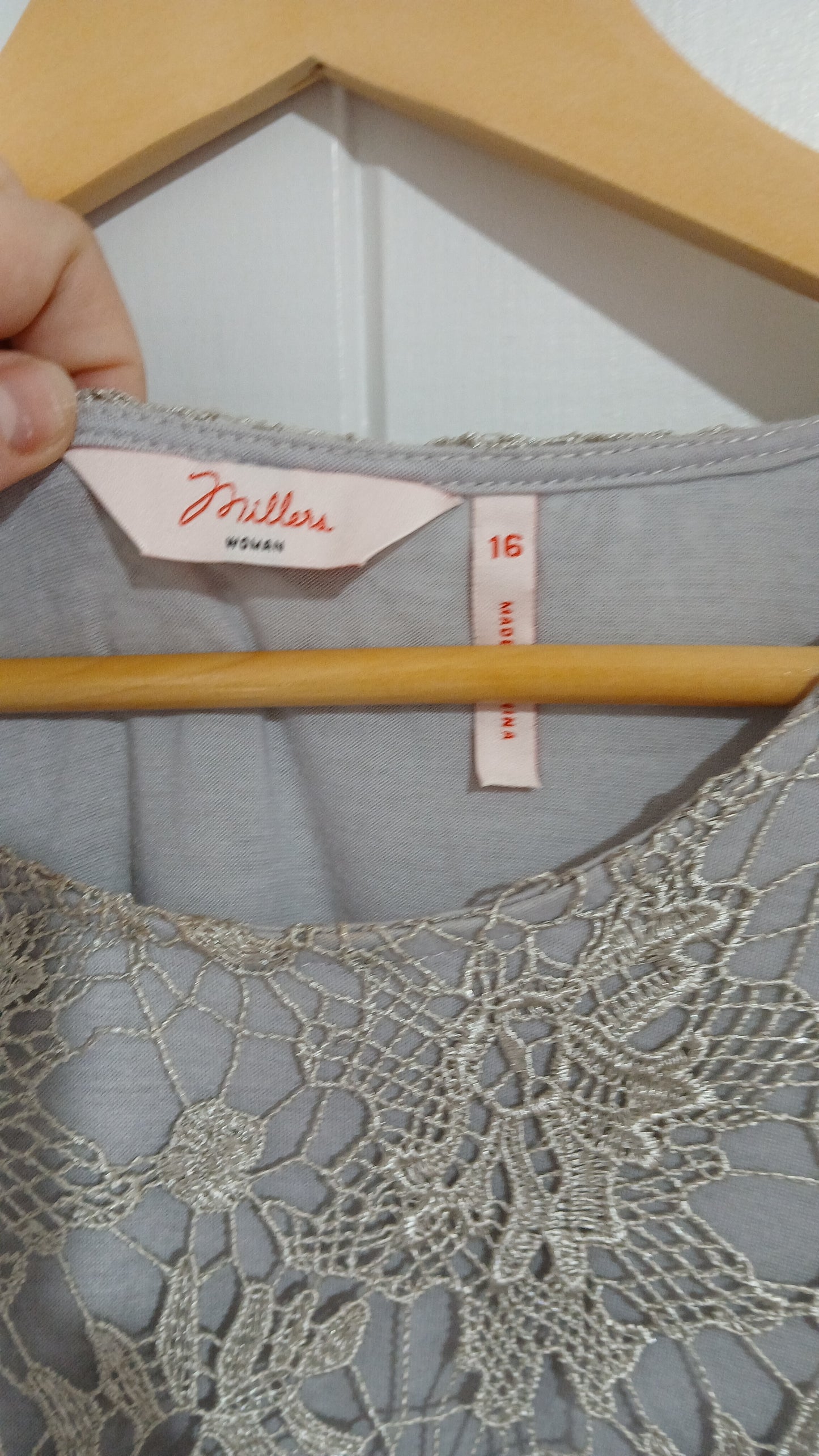 (16) Millers | Grey Lace Overlay Blouse