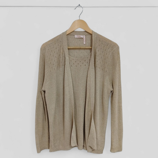 (L) Millers | Golden L/S Blouse w inbuilt Cardi