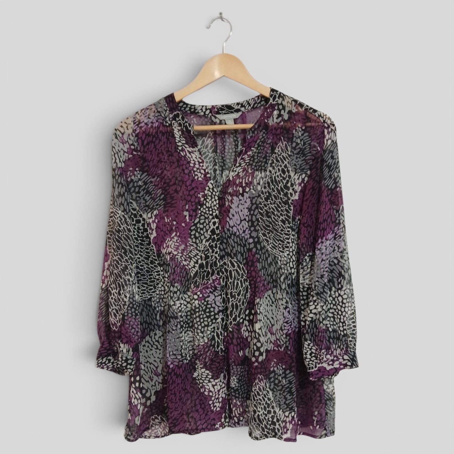(14) Suzannegrae | Purple Sheer Patterned Blouse