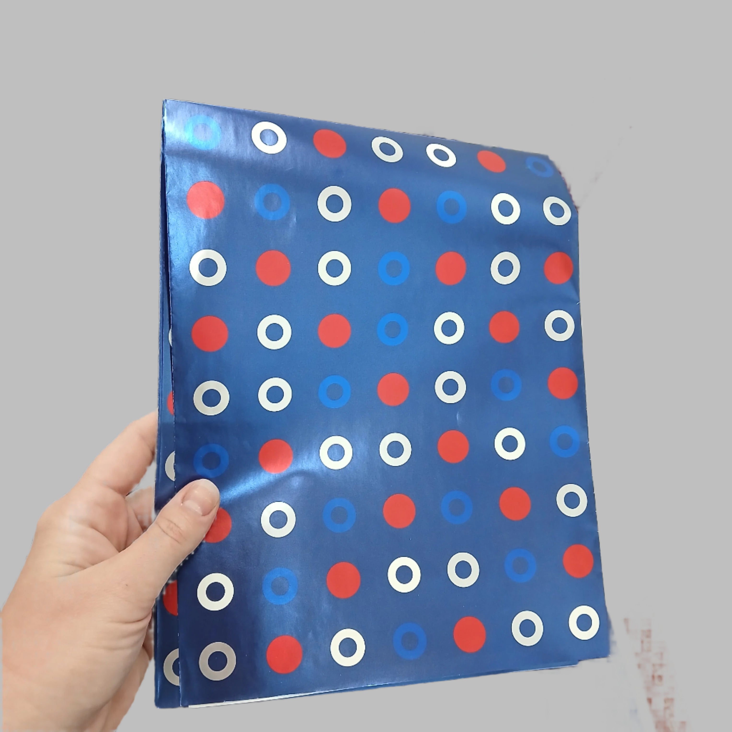 Image of Gift Wrap | Fold Flat Blue Circles