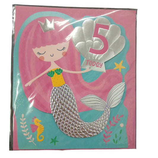 Birthday Card |  5th Girl/Mermaid age 5