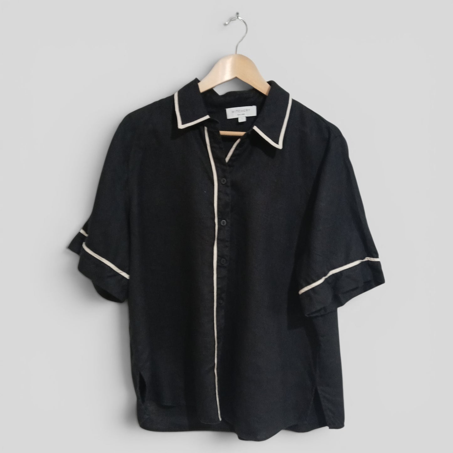(14) Witchery | Black Linen Blouse