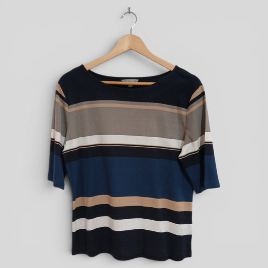(XL) Suzannegrae | Grey Blue Striped Blouse