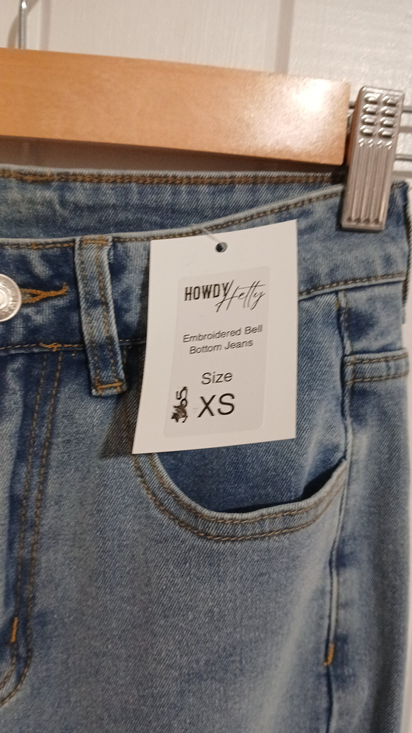 (XS) Howdy Hetty | Embroidered Bell Bottom Jeans | BNWT