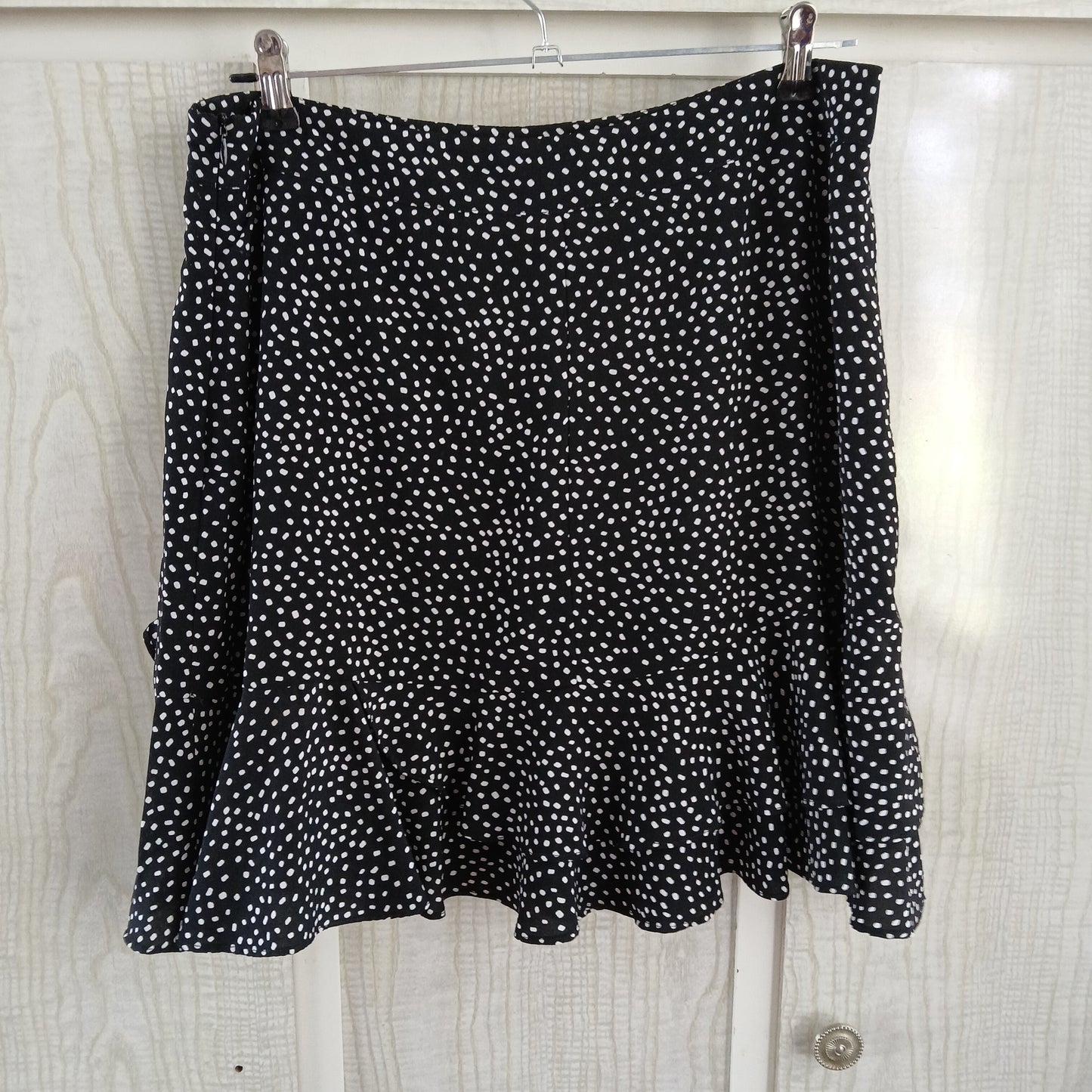 (14) Sunny Girl Black Dotted Wrap Skirt