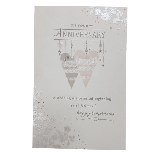 Anniversary Card |  Wedd/hanging hearts Anniversary