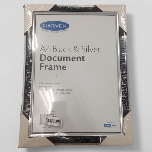 DOCUMENT FRAME CARVEN A4 BLACK/SILVER