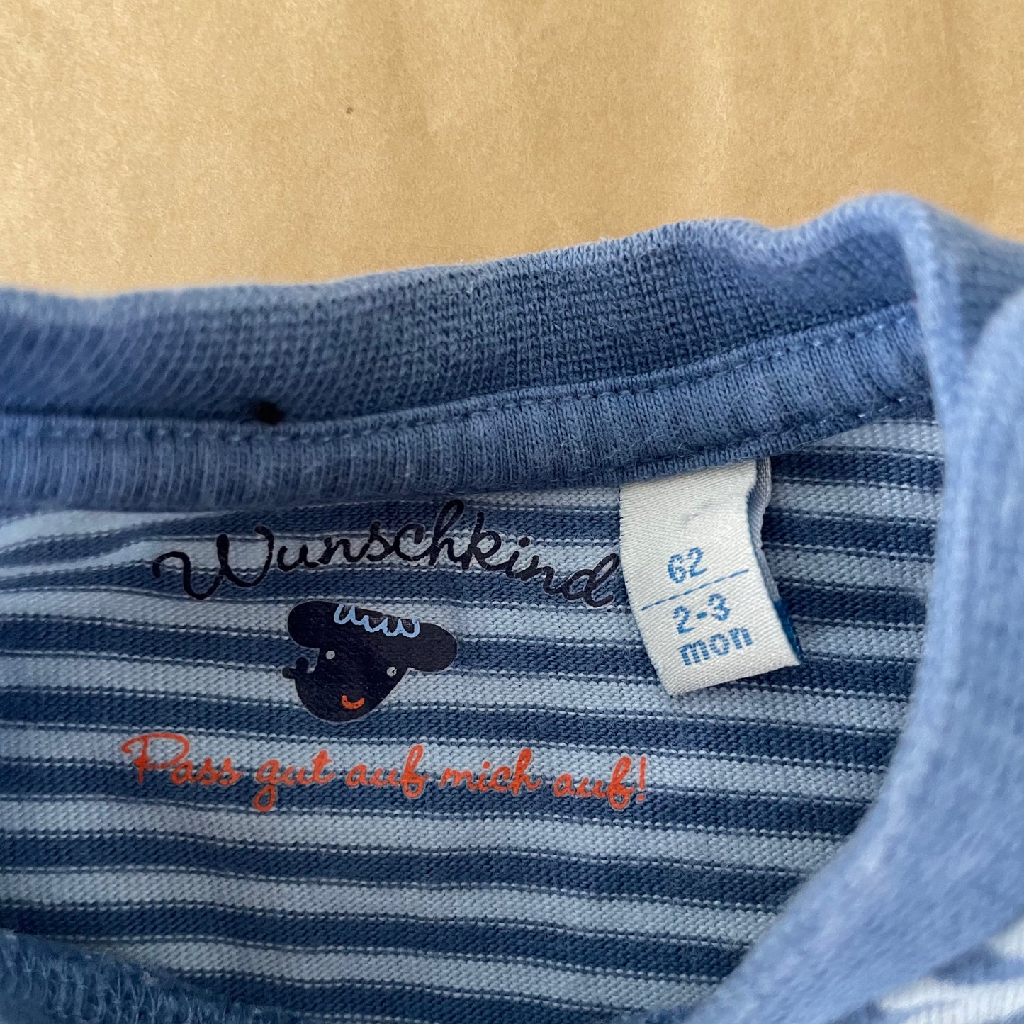 (2-3 month) Blue Striped L/S shirt