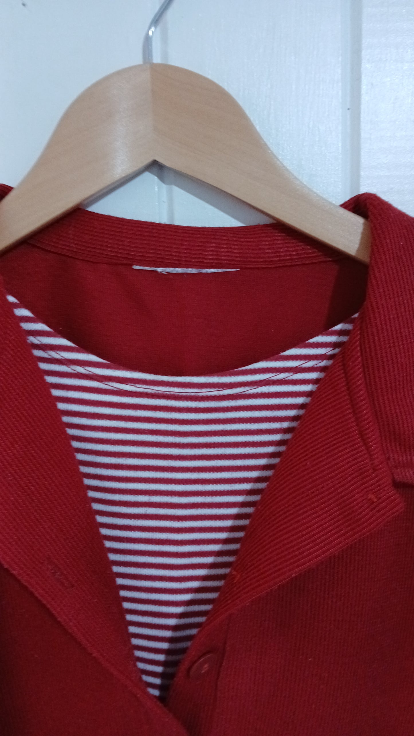 (14) Red Polo Striped