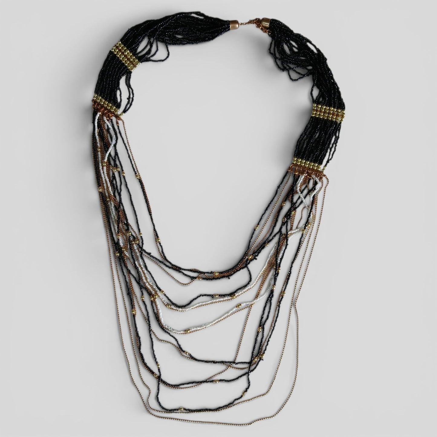 Necklace | Black Gold Fine Beaded Multi